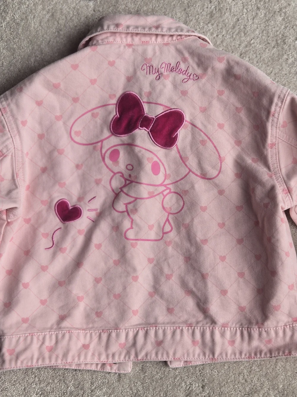 Sanrio My Melody Pink Jean Jacket with Heart Print